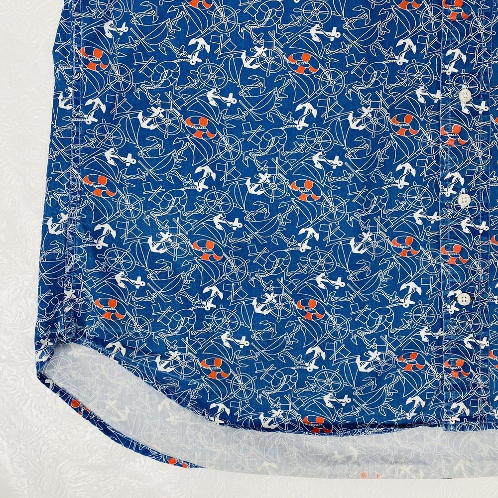 Gitman Bros Size Xl Blue Anchors Button Up Shirt - image 4